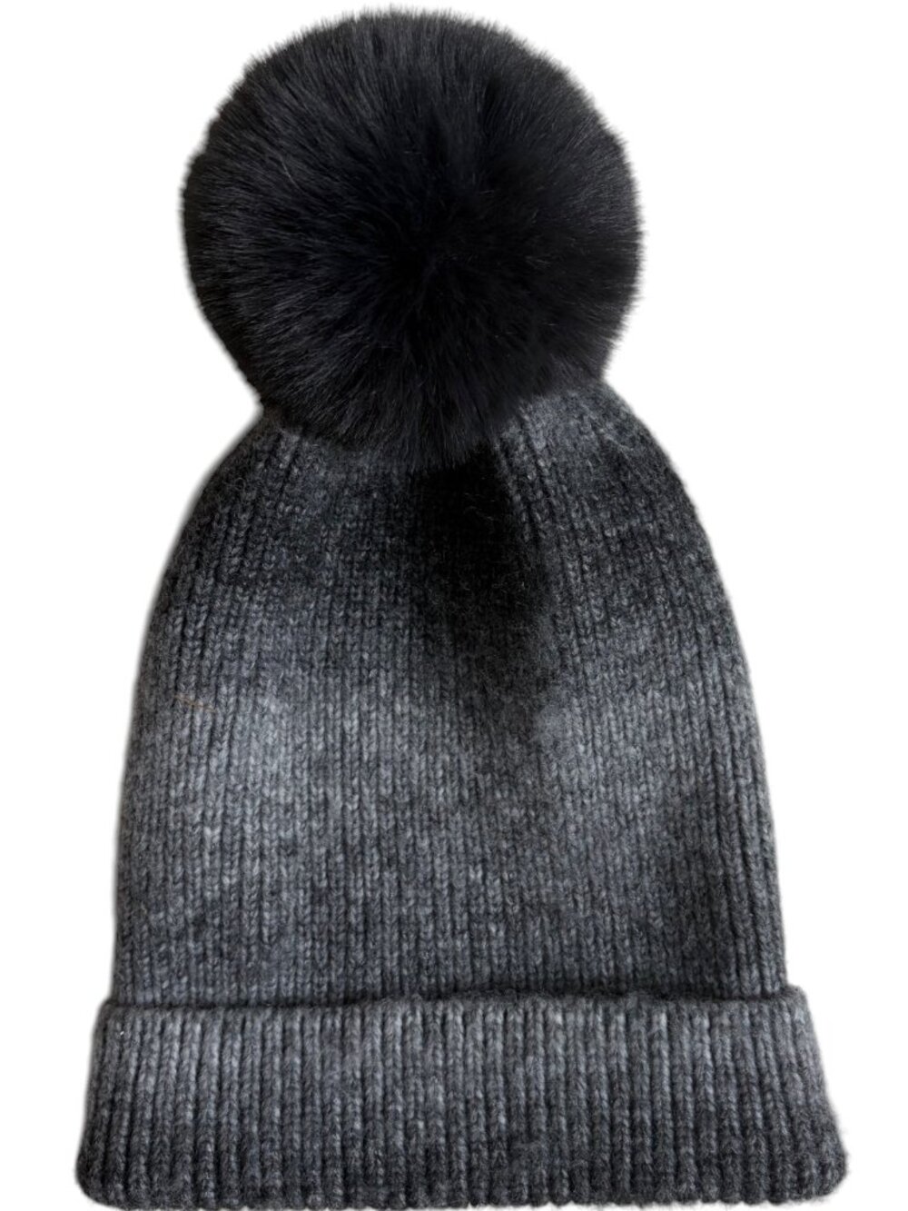 NORLA Canada Women's Alpaca Wool Blend Winter Knit Beanie Hat with Pompom (Grey)